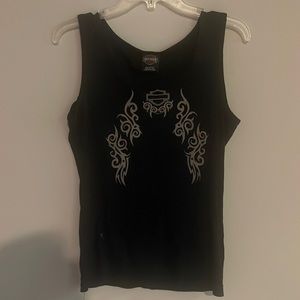 Black large Harley-Davidson tank top with tan design